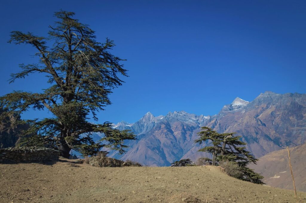Scenic view of majestic Himalayan mountains in Juphal, Karnali Province, Nepal.